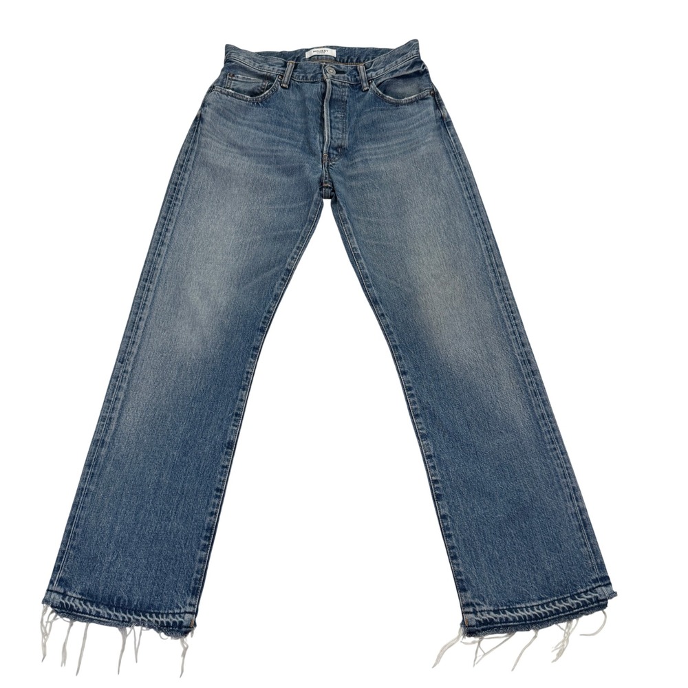 MOUSSY VINTAGE Straight Leg Jeans Medium Wash Raw Hem Made in Japan